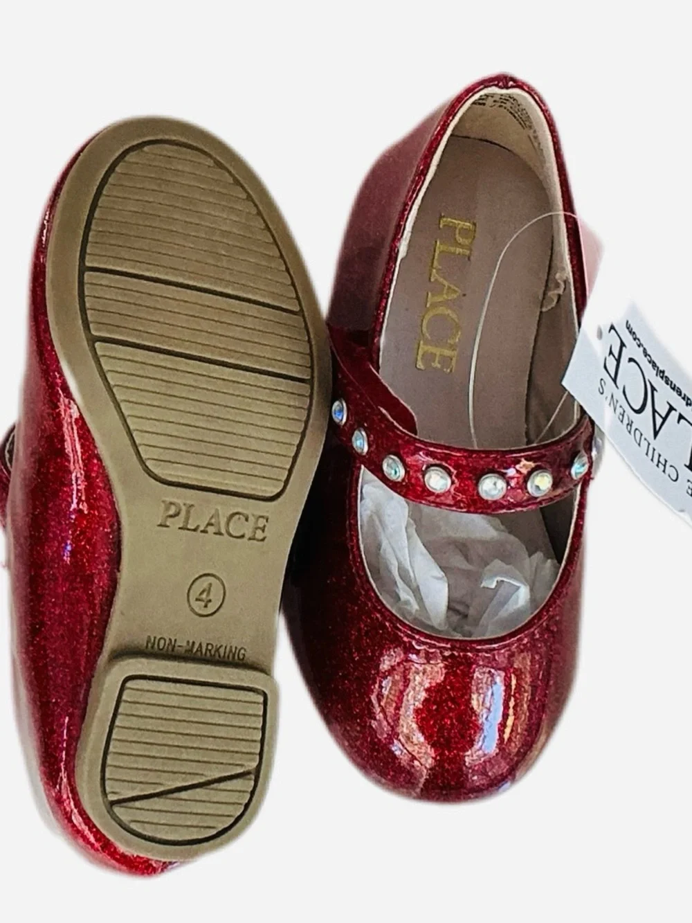 NWT The Children’s Place Red Glitter Mary Jane Dress Shoes Girls Size 4 Toddler